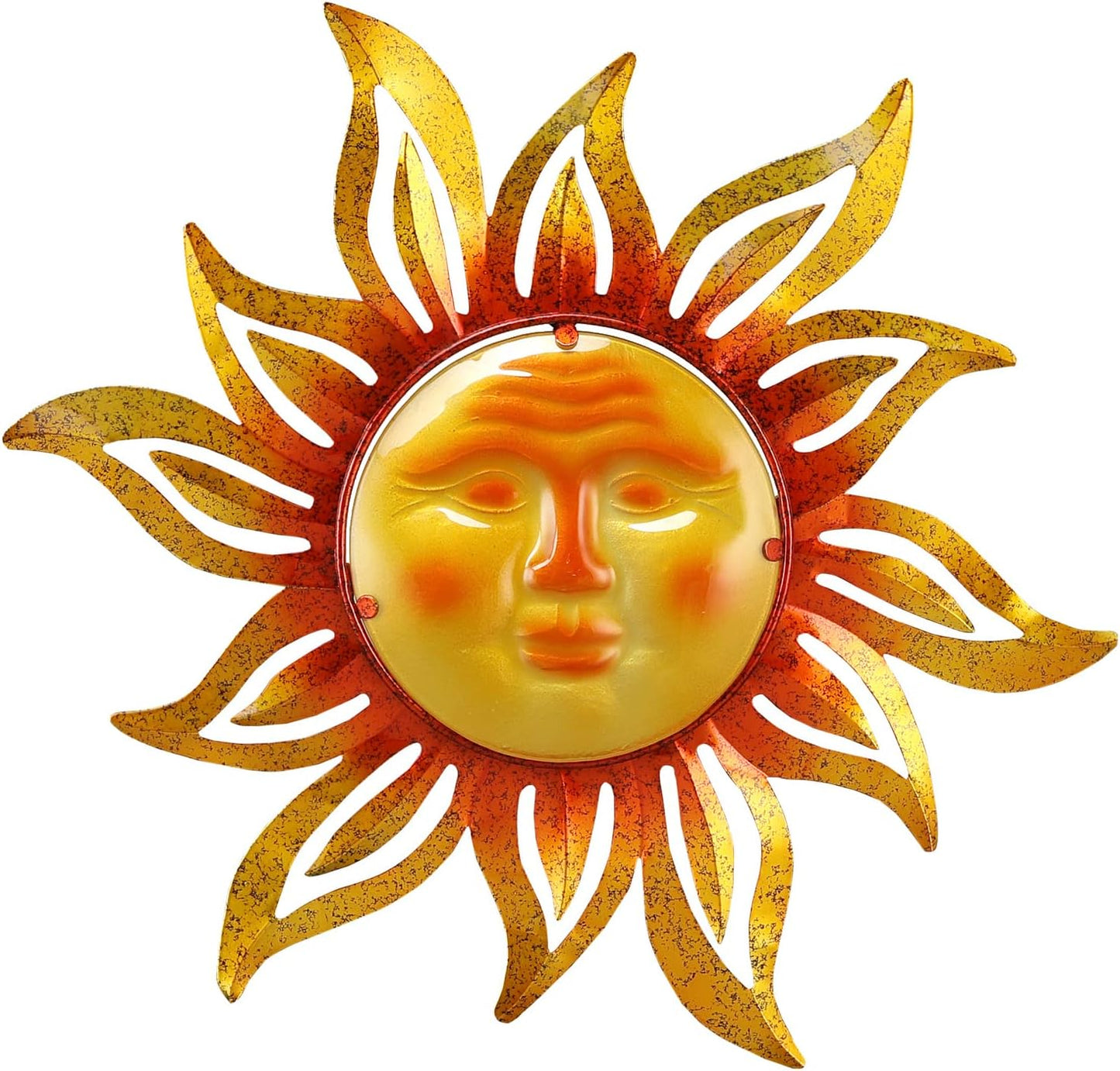 Metal Sun Outdoor Wall Art Decor Large 19 Inch, Hanging for Indoor Outdoor Patio Garden Fence Deck Yard Pool Wall Sculpture Decoration for Living Room Bedroom Colorful Unique