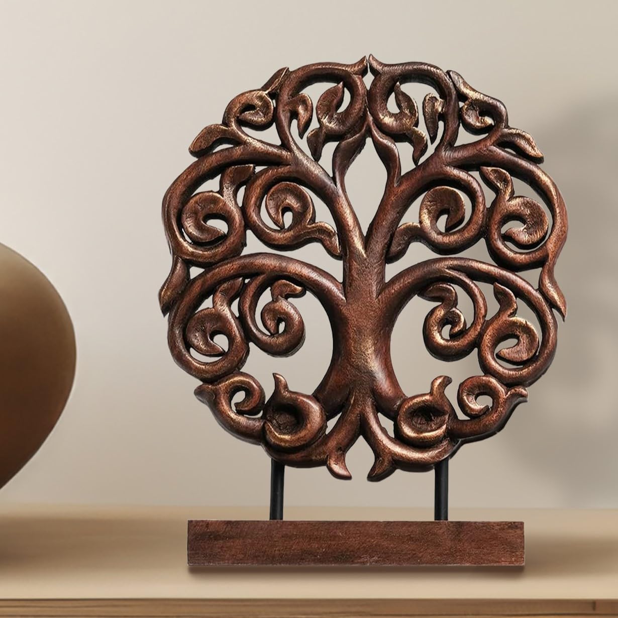 Decozen Solid Wood Tree of Life Sculpture - Home Decor, Living Room, Boho, Shelf, Coffee Table, Centerpiece Table Decorations, Mantle, Dining Table Centerpiece, Bathroom Shelf, Entryway, Farmhouse