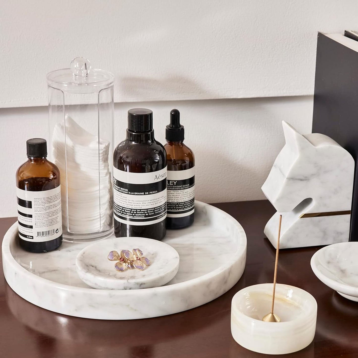 𝐋𝐮𝐱𝐮𝐫𝐲 𝐈𝐭𝐚𝐥𝐢𝐚𝐧 100% Marble Tile Coasters – Set of 4 – Square Modern Bar Coasters for Drinks, Coffee –Stone Holder for Home Décor, Housewarming Gifts (Carrara White)