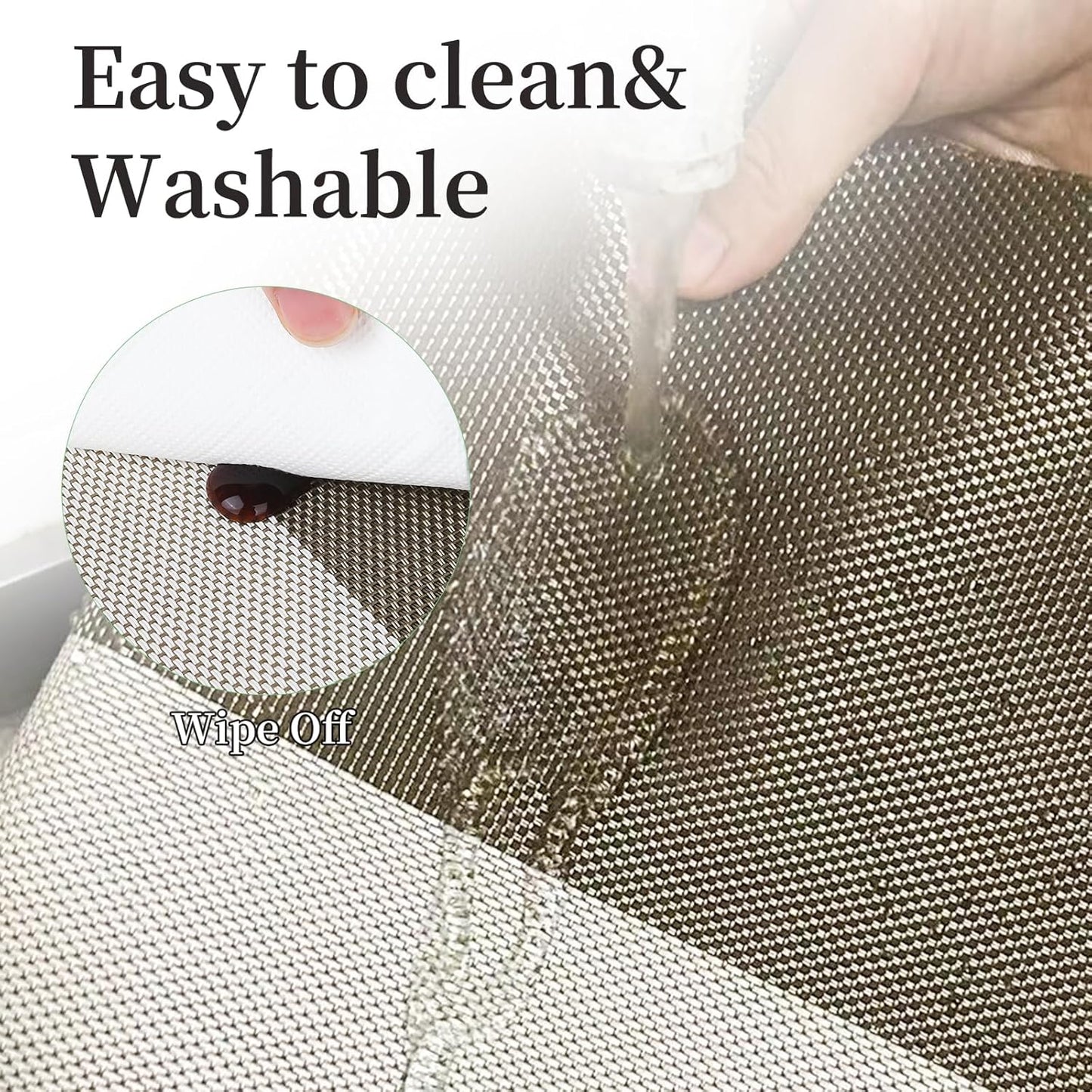 Vinyl Plastic Placemats Set of 6 Washable Heat Resistant Non-Slip Elegant Indoor Outdoor Kitchen Dining PVC Woven Table Place Mats (Light Coffee Lattice Block)