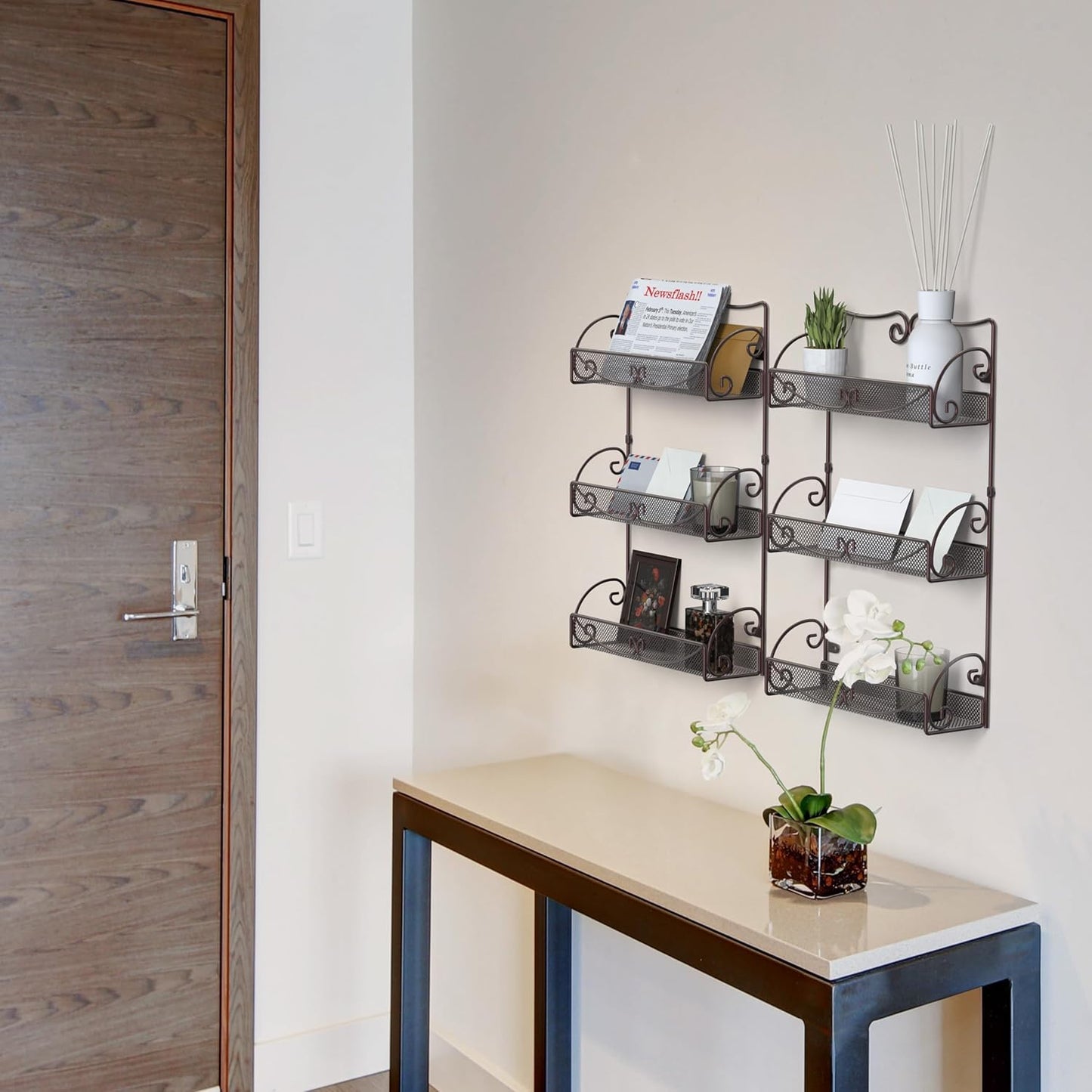 Deco Brothers 3 Tier Wall Mounted Spice Rack, 2 Pack, Bronze