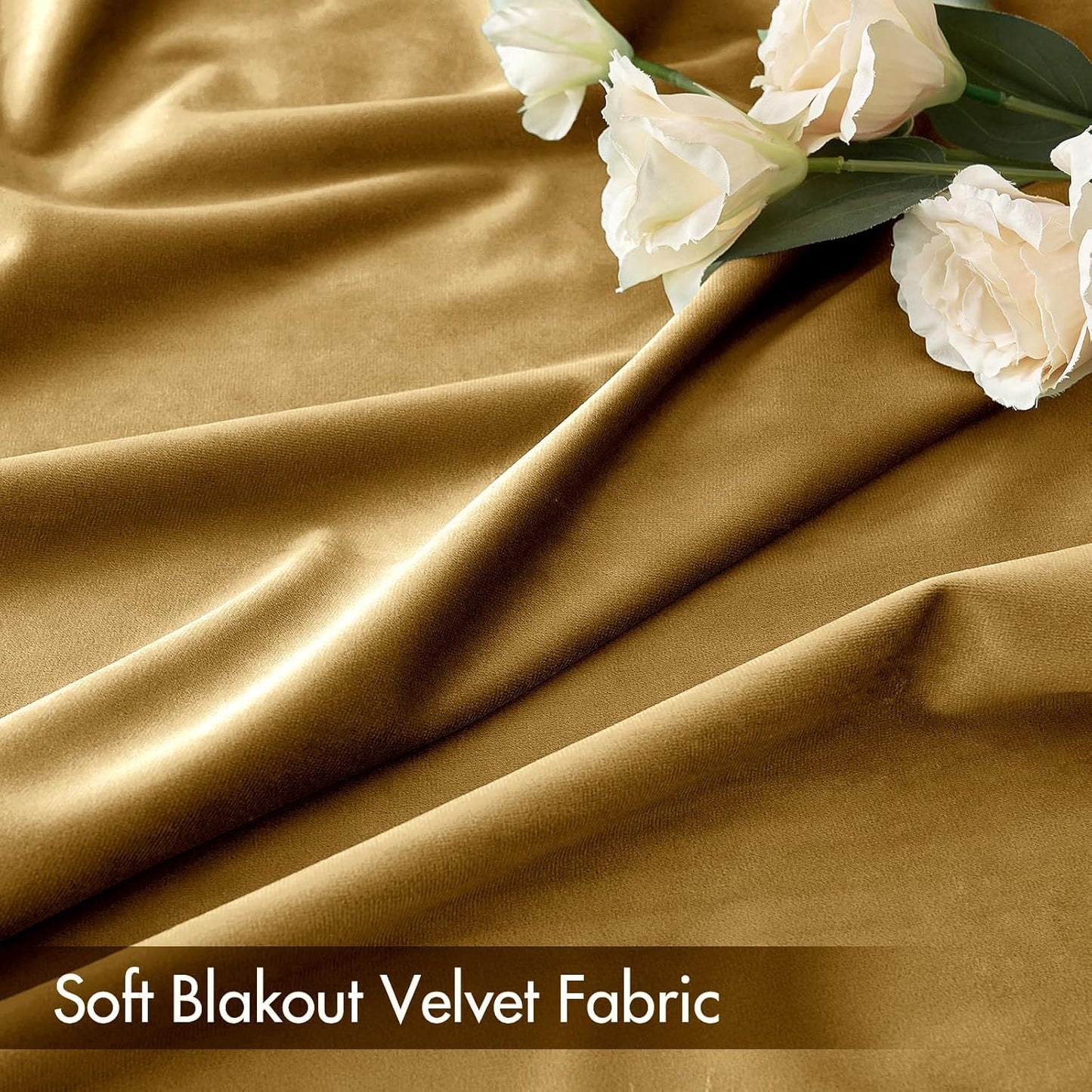 MIULEE Gold Velvet Curtains Thermal Insulated Blackout Curtain Drapes for Bedroom Living Room Darkening 96 Inches Long Curtains Panels Rod Pocket Set of 2