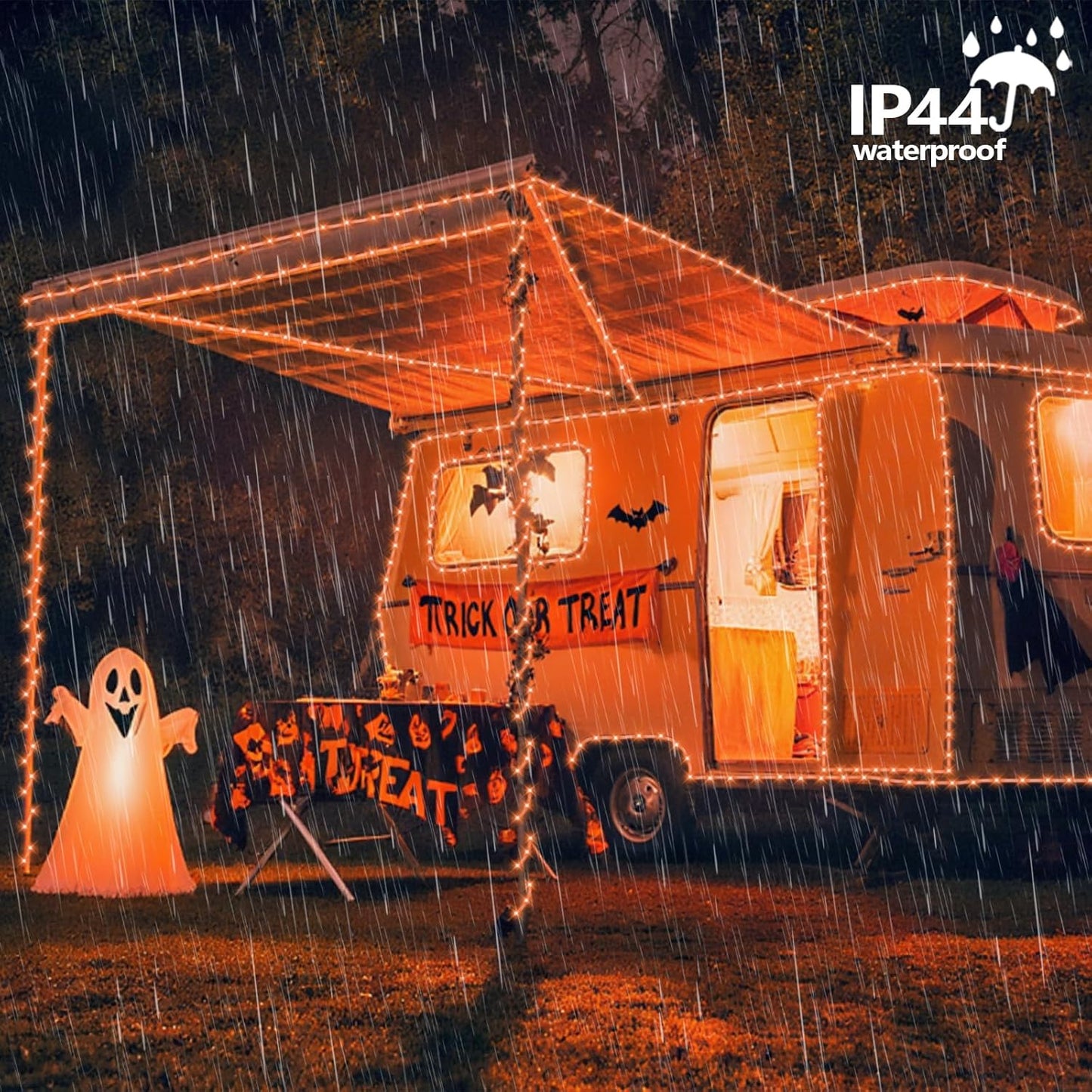 YEGUO Orange Lights for Halloween, 2 Pack Each 33ft 100 LED Rope Lights Outdoor, 8 Modes Fairy Lights in Clear Thin Tube for Fall Autumn Thanksgiving Halloween