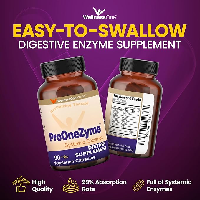 ProOneZyme Systemic Proteolytic Enzymes Supplement 90 Capsules
