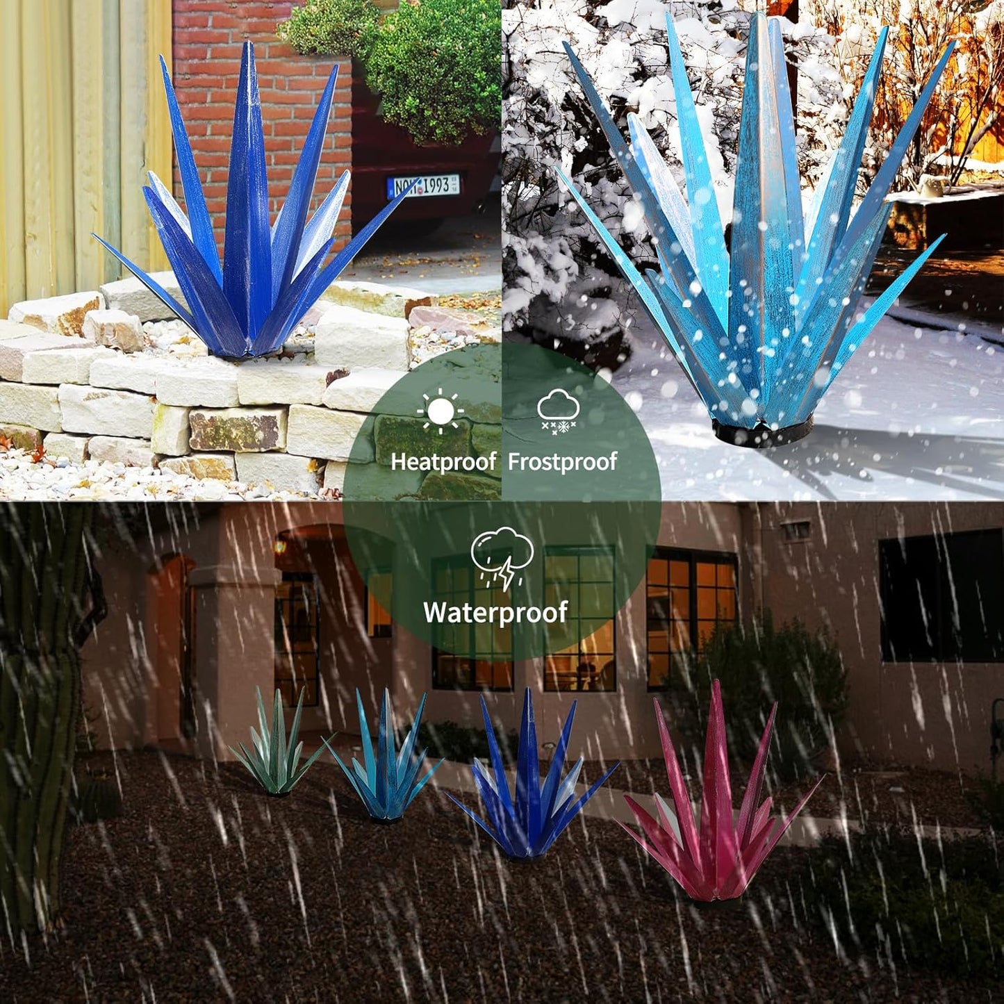 Large Tequila Rustic Sculpture, Rustic Metal Agave Plants for Outdoor Patio Yard, Home Decor Metal Agave Garden Yard Statue