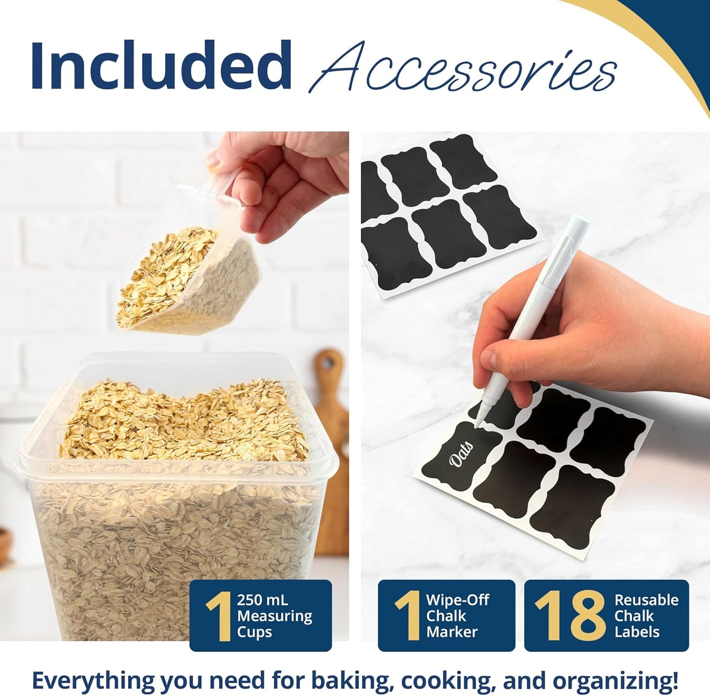 Reli. Airtight Food Storage Containers with Lids (16 Sets) | Kitchen Organizers and Storage Pantry Organizers | BPA Free Plastic Food Containers | Super Variety Pack w/Measuring Cup, 18 Labels, Pen