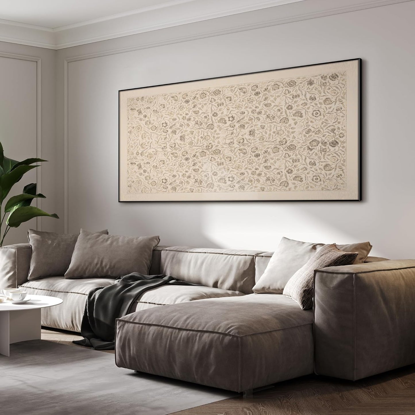 SIGNWIN 36"x72" Extra Large Framed Wall Art Vintage Botanical Sketch with Detailed Floral Pattern, Classic Nature Illustration for Home Living Room Bedroom Decor (Frame Assembly Required)