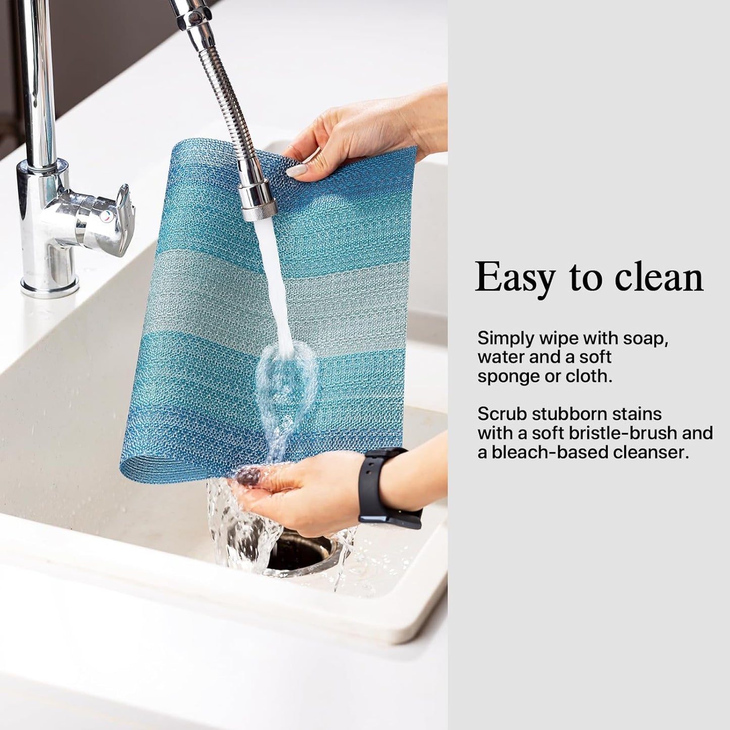 Placemats Set of 4 - Easy Clean Woven Vinyl Placemats for Dining Table, Indoor/Outdoor Place Mats, Washable PVC Table Mats（Ocean Geode）