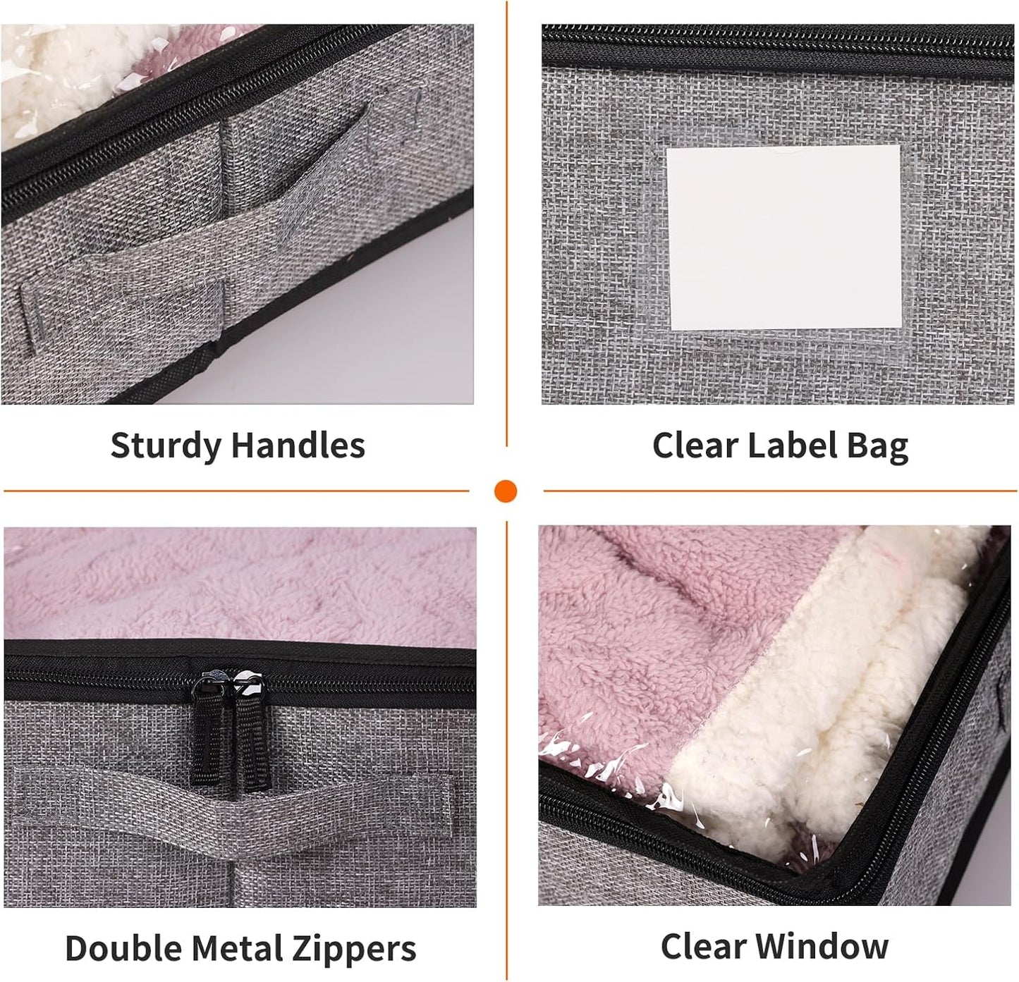 Fixwal 4 Pack Underbed Storage Containers, Below 4.5 Inches Low Profile Under Bed Organizer Clothes Storage Bins with Sturdy Sidewalls and Bottom