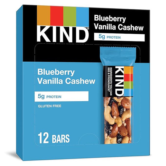 KIND Bars, Blueberry Vanilla Cashew, Healthy 5g Protein, 12 Count