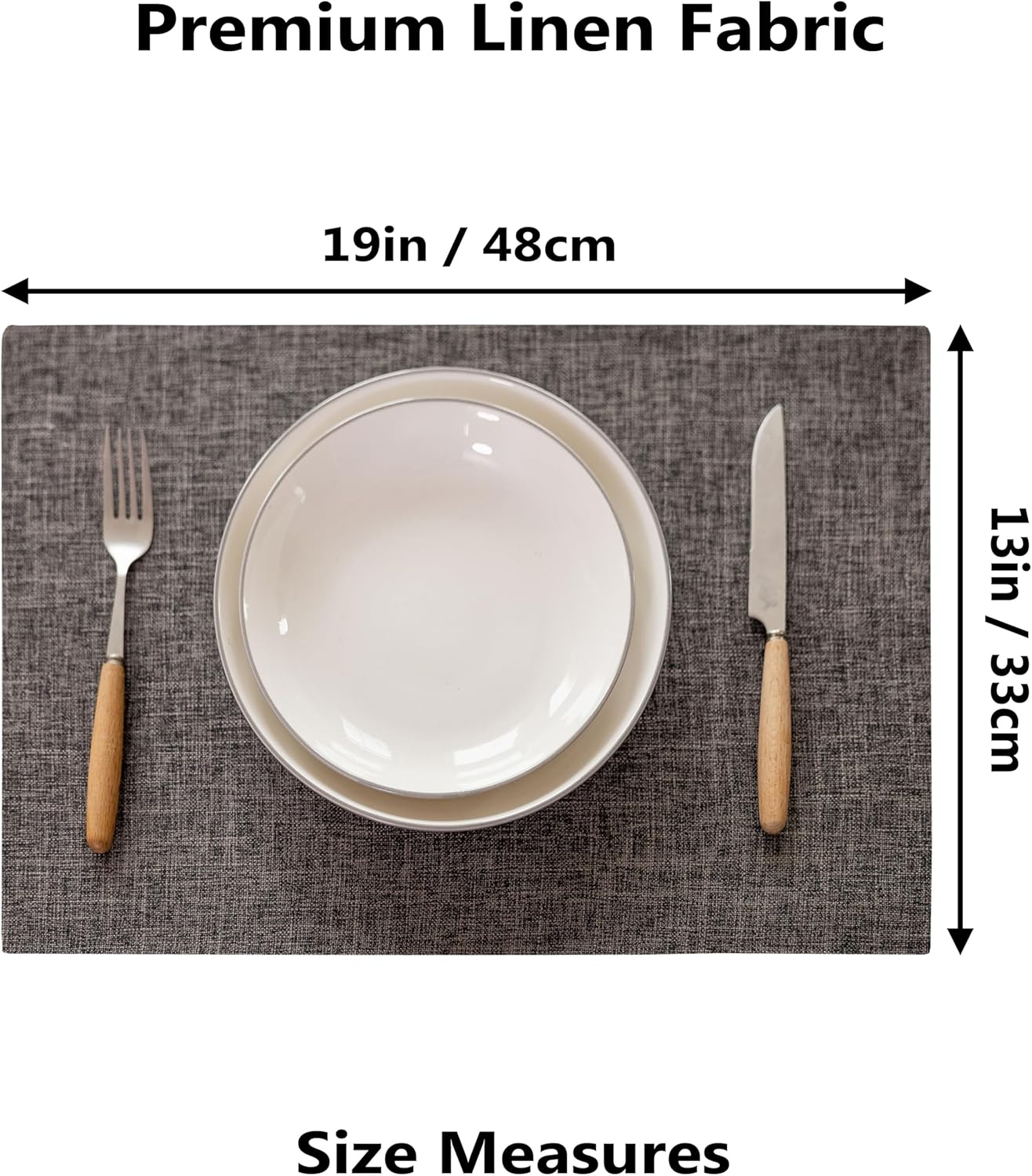 Demetex Placemats Table Mats Set of 4 Heat Resistant Washable Cloth Place Mats for Dining Table Holiday, Dark Grey