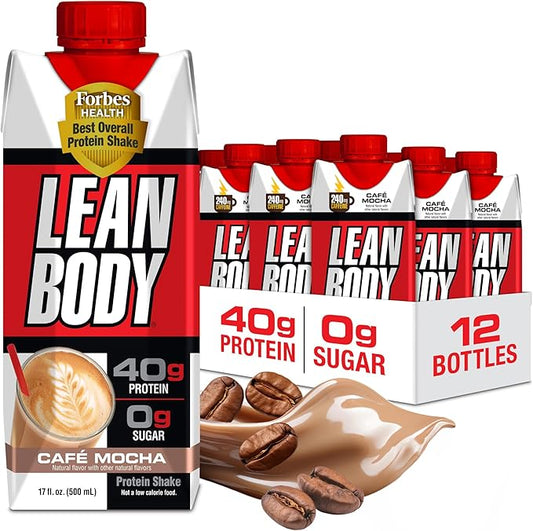 Lean Body Ready-to-Drink Café Mocha Protein 240mg Caffeine, 40g Protein, 0 Sugar, 22 Vitamins 12) LABRADA