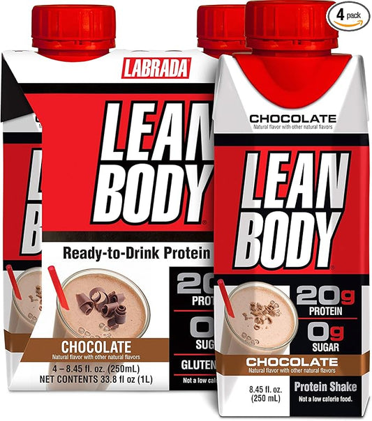Labrada Lean Body Ready-to-Drink Chocolate Shake, 20g Protein, 0 Sugar, 22 Vitamins 4)