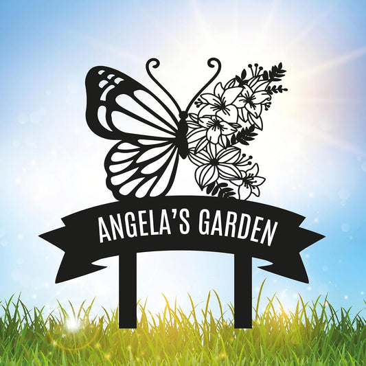 Personalized Metal Garden Sign with Stake, Custom Garden Decor for Outdoor, Custom Family Name Sign, Patio Decorations, Lawn Art, Farmhouse Decorative, Housewarming Gift (CstmDesign7)