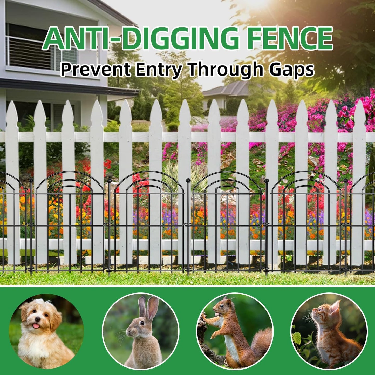 Decorative Garden Fence, 26in(H) x27ft Rustproof Metal No Dig Fence Animal Barrier Fence for Dog Rabbit, Wire Border Panel Fencing for Yard Patio Outdoor Decor 25 Pack