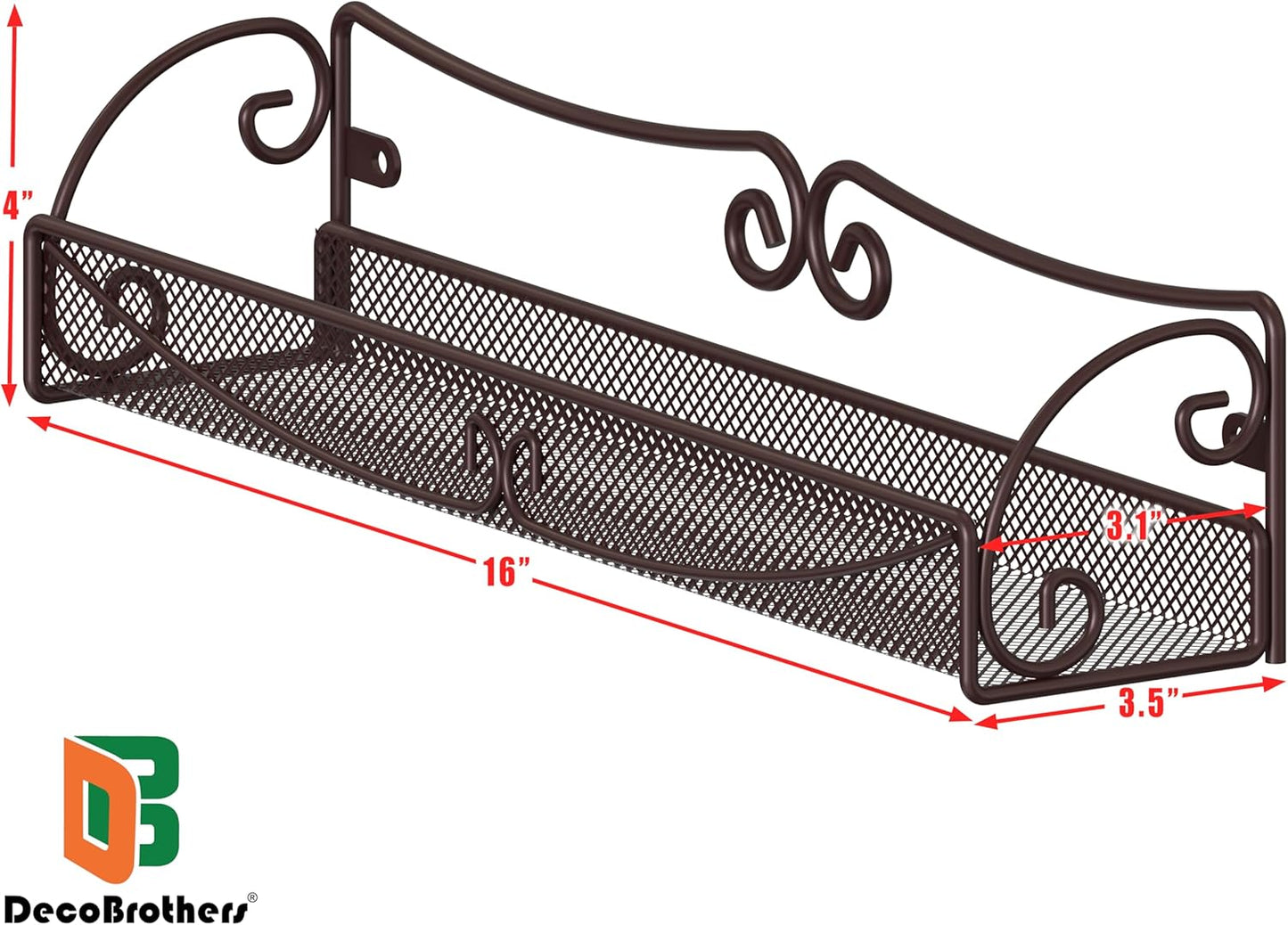 Deco Brothers Wall Mounted Single Tier Mesh Hanging Spice Rack, Set of 2, Bronze