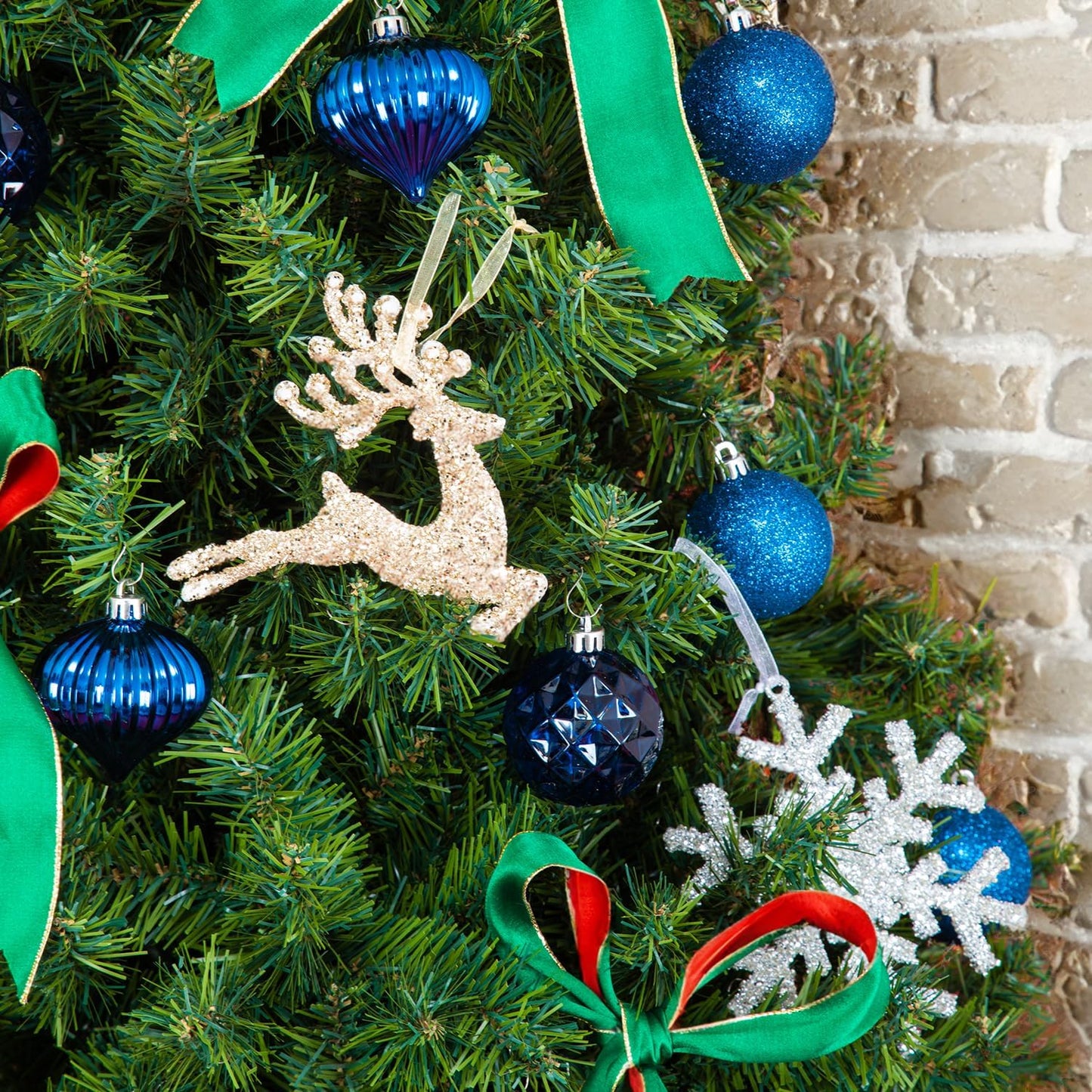 Every Day is Christmas Ornaments, Shatterproof Christmas Tree Ornament Set, Christmas Balls Decoration 35 Count (2.75"/70mm, Royal Blue)