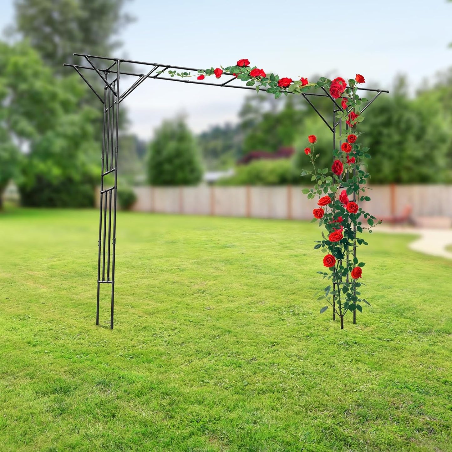 Garden Trellis for Climbing Plants,Outdoor Garden Arch Arbor Trellis,Steel Garden Trellis Wedding Arches for Ceremony Decoration 11.81x1.31x8.86ft (Black)