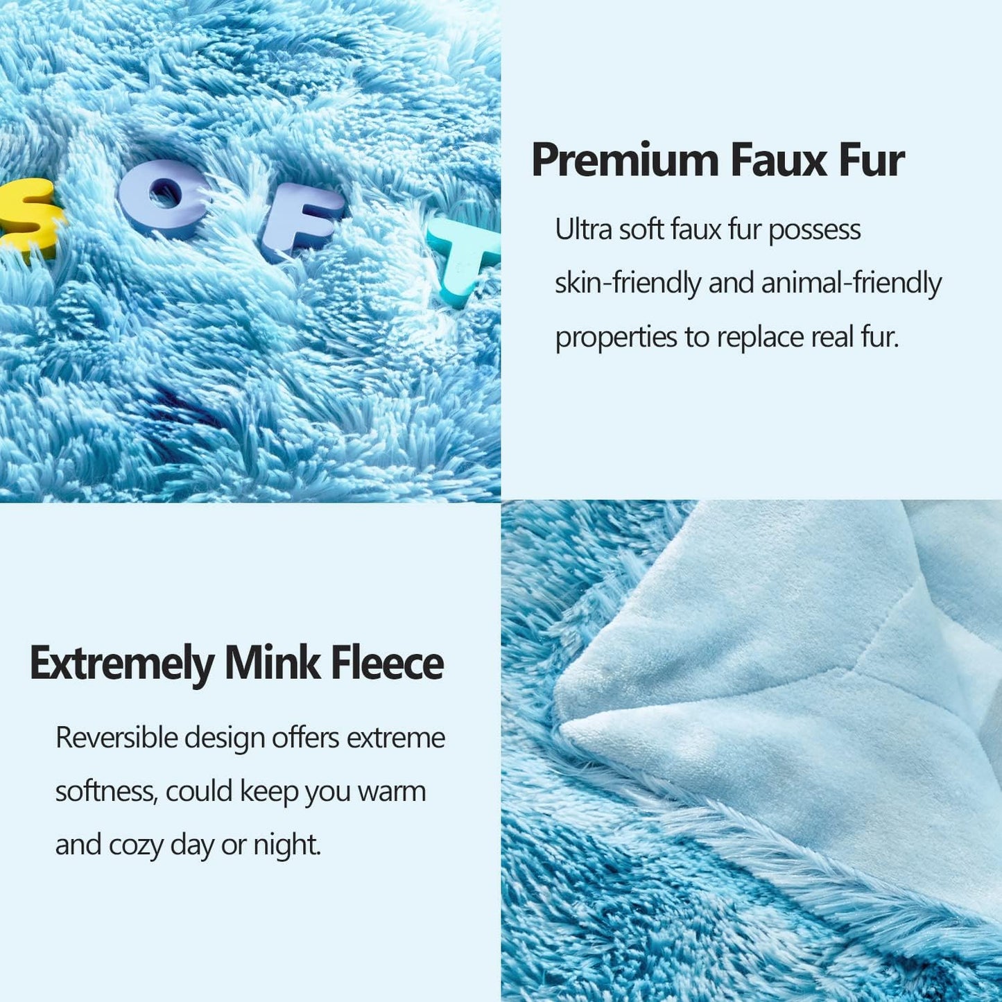 GONAAP Fuzzy Faux Fur Throw Blanket Twin Size Tie-dye Ocean Blue Super Soft Cozy Plush Fuzzy Shaggy Blanket for Couch Sofa Bed (Tie-dye Ocean Blue, Twin(60"x80"))