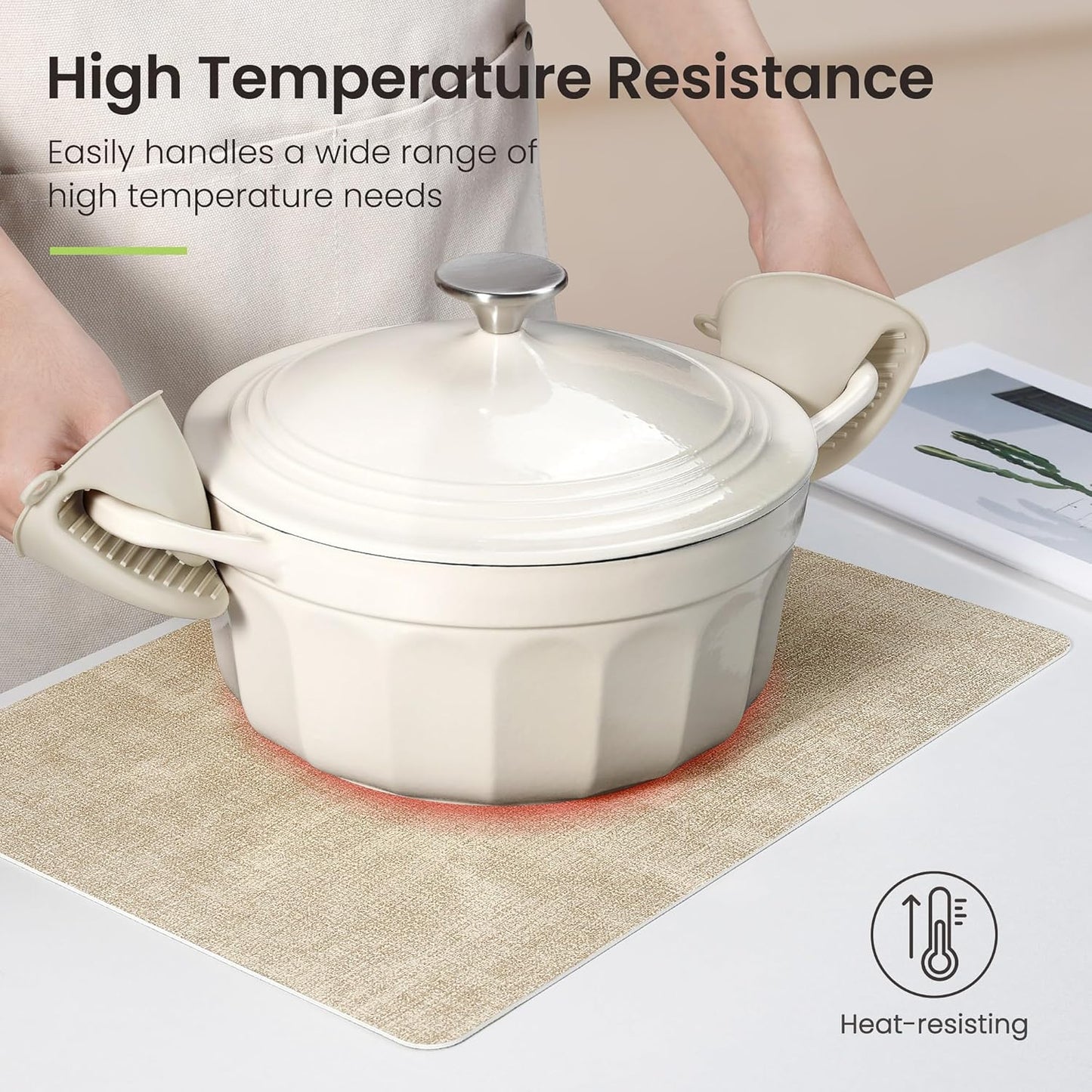 Faux Leather Dual Sided Placemats Set of 4, Square Non-Slip Heat Resistant Placemats with Coaster, Reversible wipeable Waterproof Table Mats for Kitchen, Dining, Outdoor (4, Beige Dark Coffee)