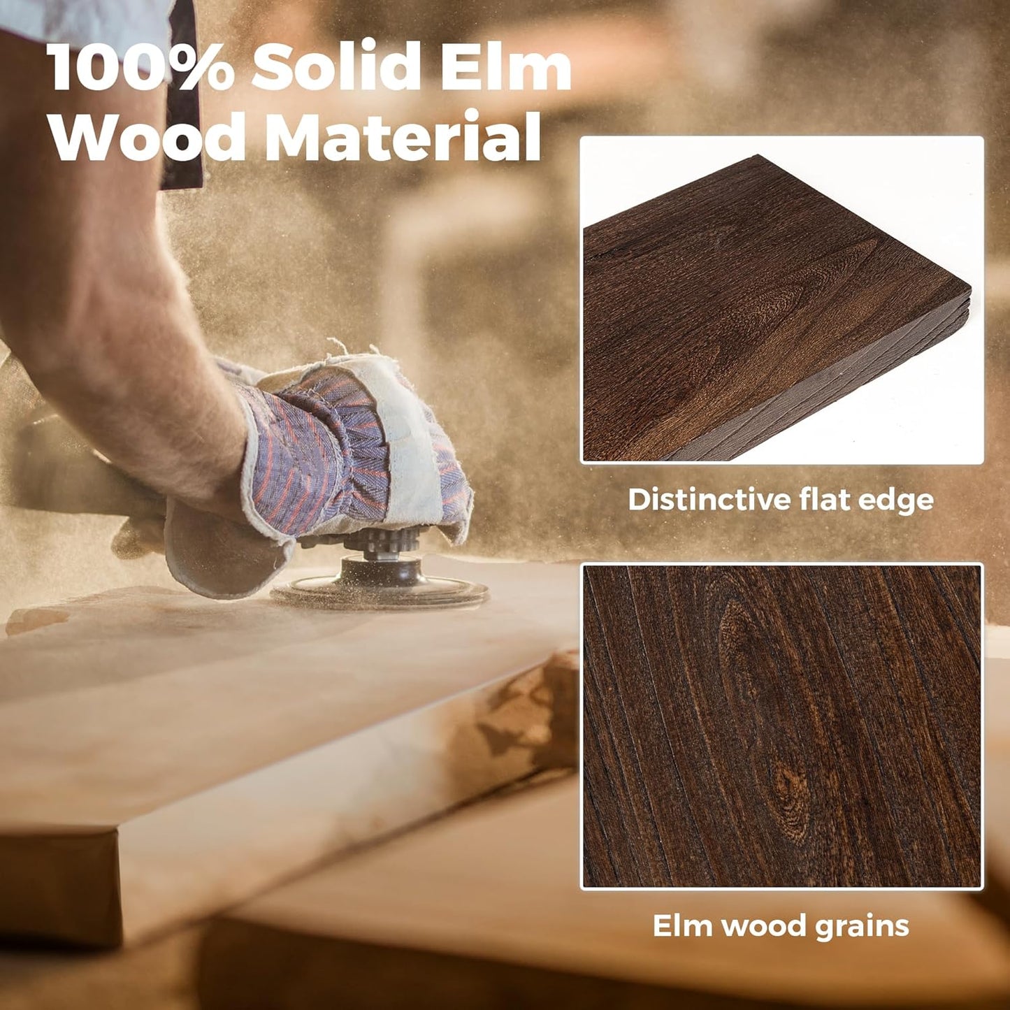 RICHFOCUS Elm Floating Shelves for Wall - 48" W x 9.3" D Rustic Solid Wood Shelves with Invisible Bracket, Wall-Mounted for Living Room, Bedroom, Kitchen Storage & Display, Set of 1, Walnut