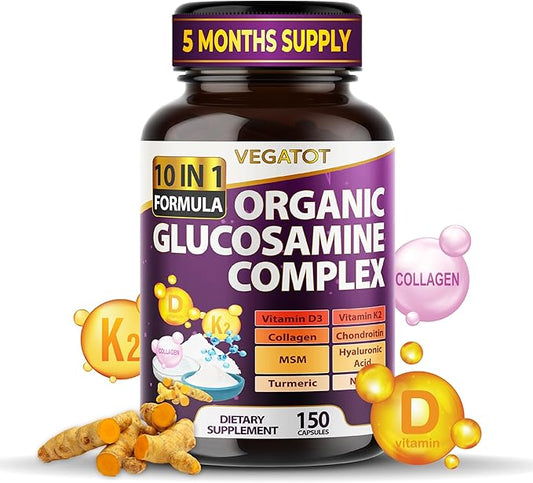 VEGATOT Organic Glucosamine Complex 17,000mg 10IN1 Formula (150 count 1))