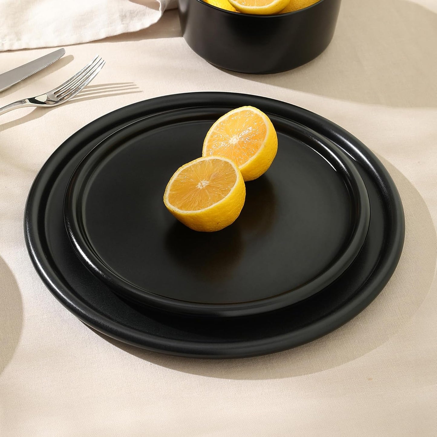 Stone Lain Eden 4-Piece Dinner Plate Set Stoneware, Black