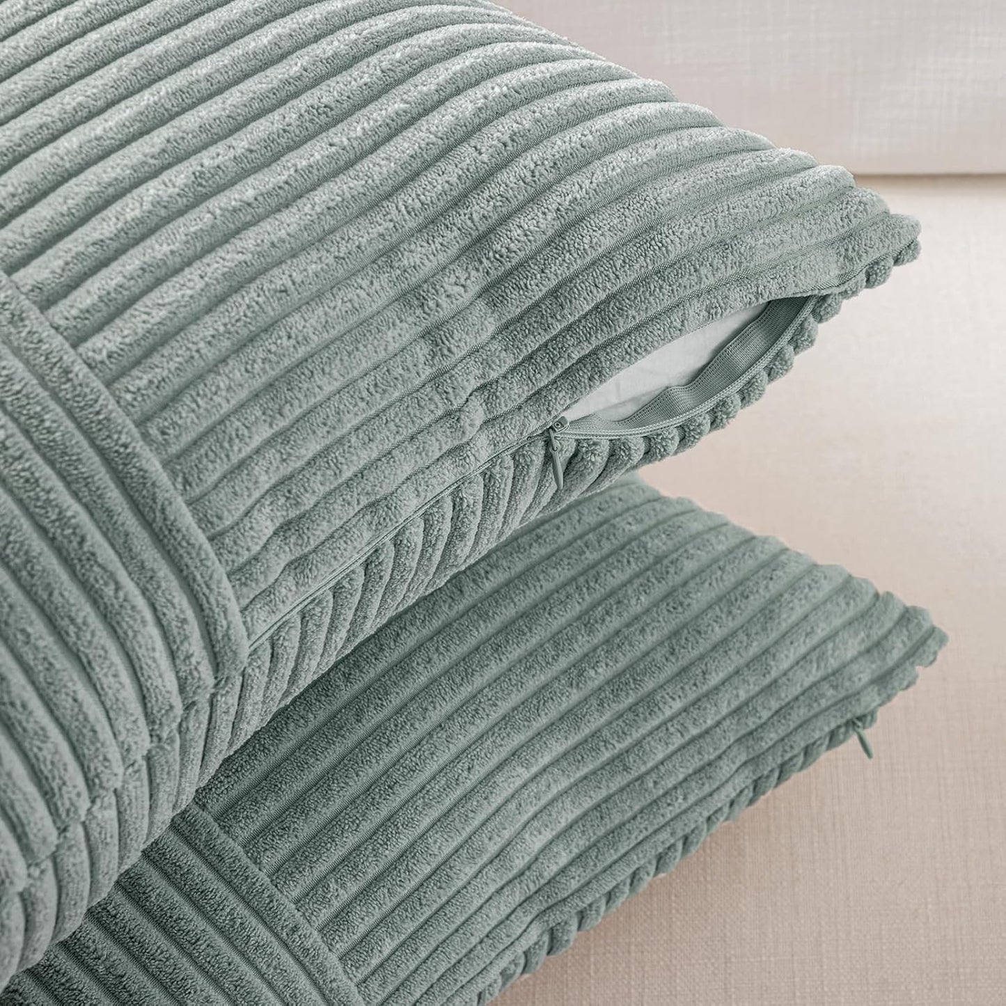 Fancy Homi 2 Packs Grey Blue Decorative Throw Pillow Covers 18x18 Inch for Couch Bed Sofa, Rustic Boho Farmhouse Home Decor, Soft Corss Corduroy Patchwork Textured Square Cushion Case 45x45 cm