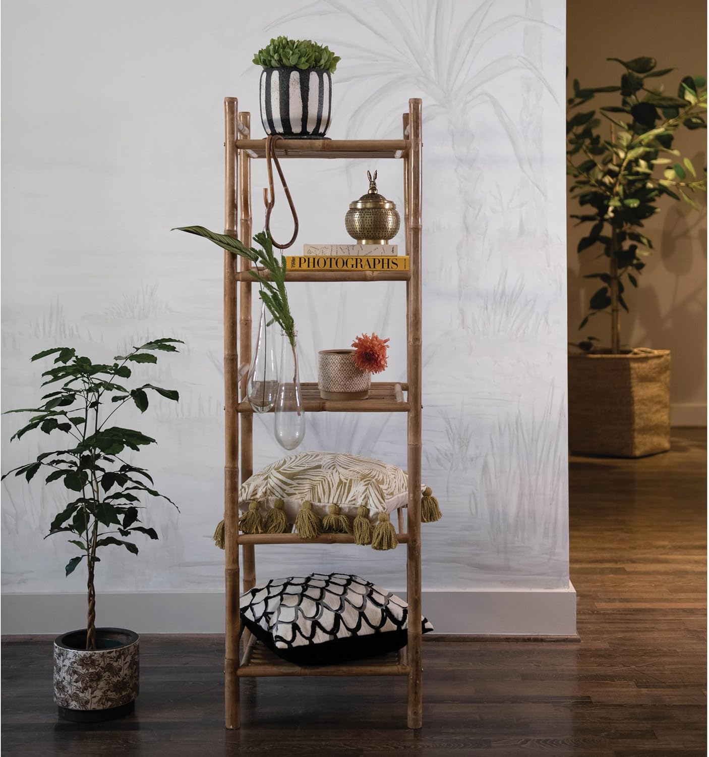 Creative Co-Op Round Hammered Metal Container with Rabbit Finial, Brass Finish