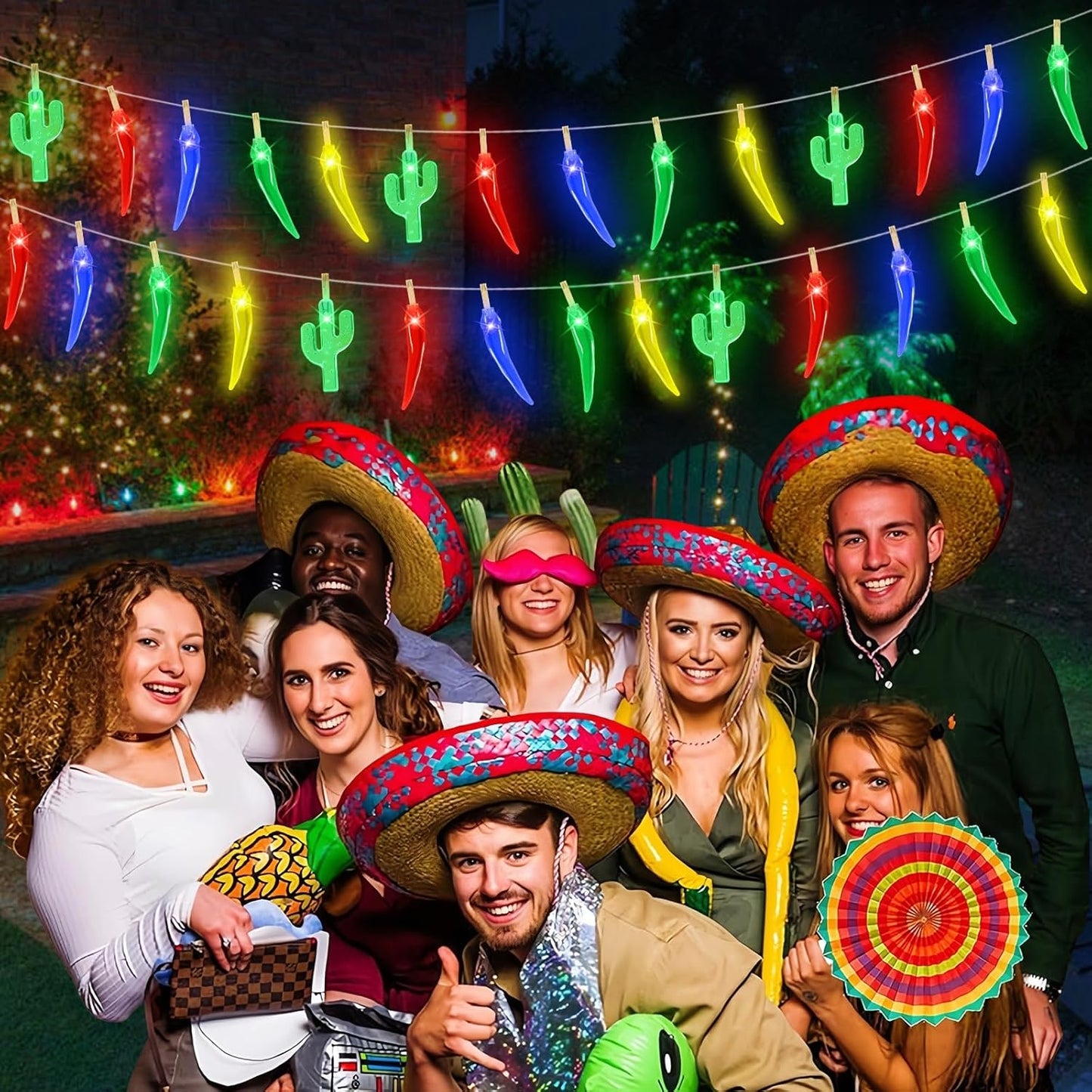 21FT [ 8 Modes & Timer ] Chili Pepper String Lights 40LED Fairy Lights Battery Operated for Indoor Outdoor Garden Pool Birthday Mexican Party Wedding Christmas Summer Tropical Decor