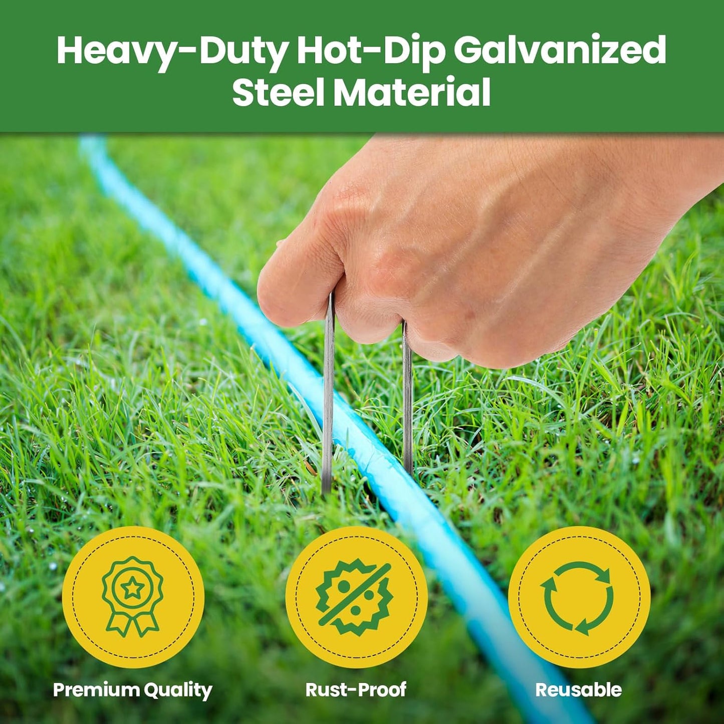 Landscape Staples 10 Inch 120 Pack, Garden Stakes Galvanized Garden Staples 11 Gauge, Plant Cover Stakes for Lawn Weed Barrier