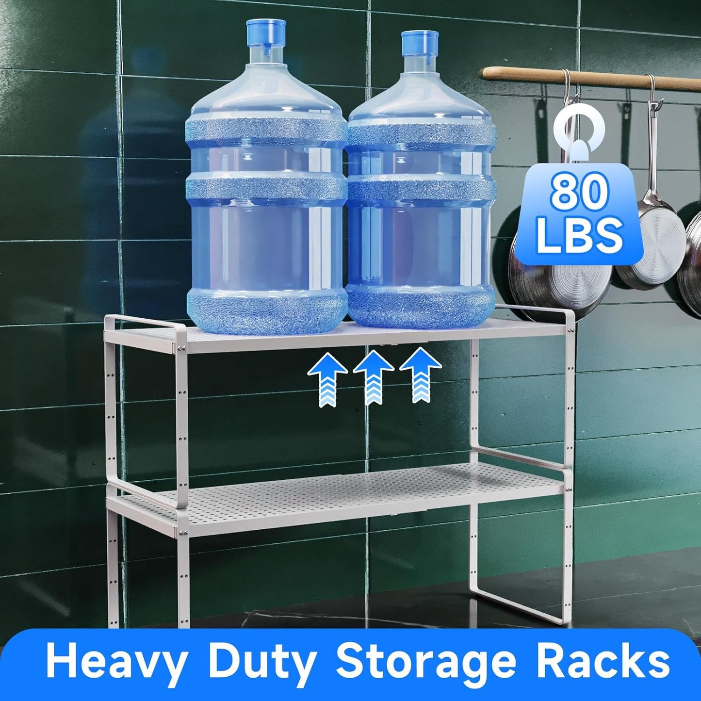 Expandable Kitchen Shelf Organizers, Kitchen Cabinet Organizer Stand Rack Organization for Countertop Cupborad Pantry, White 1 Pack