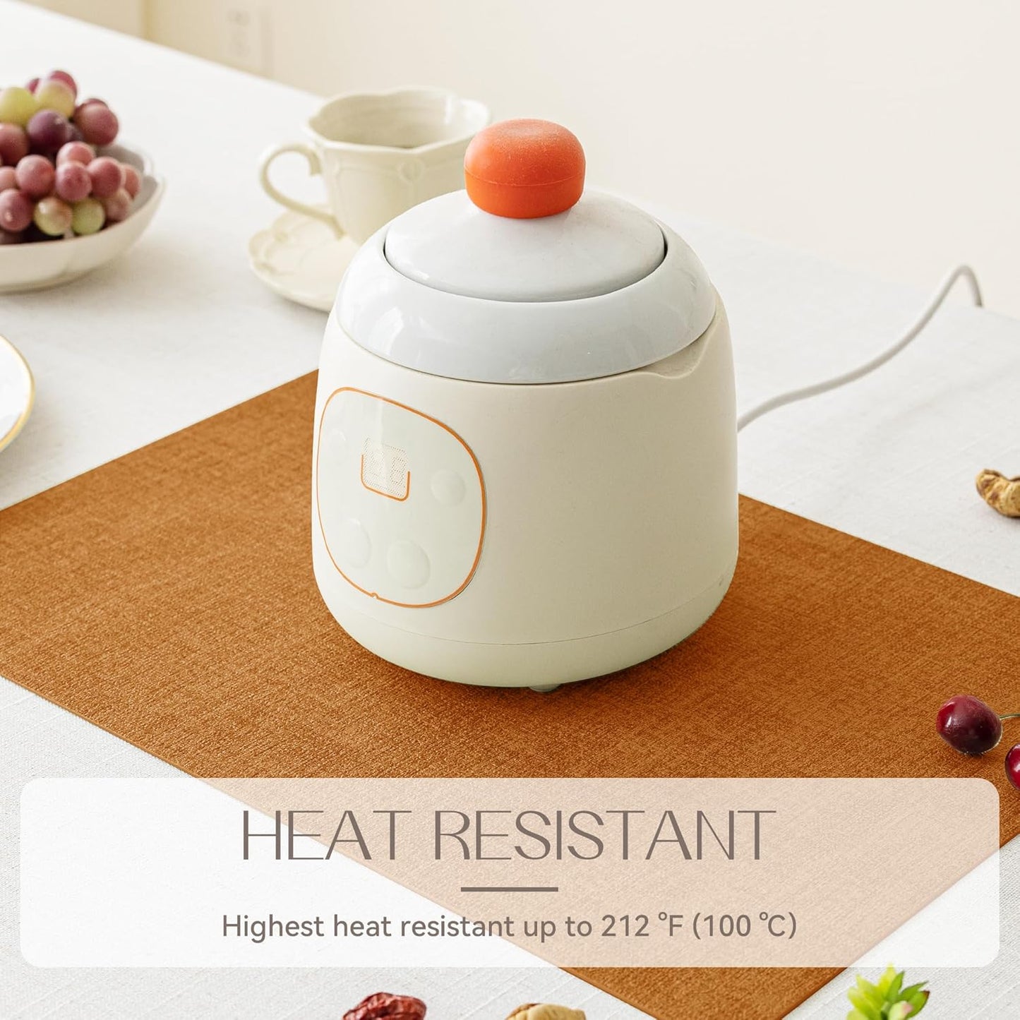 Romanstile Vinyl Placemats Set of 12-12 X 18 Inch - Heat Resistant Place Mats 100% Waterproof Oilproof Wipeable Reversible Faux Leather Table Mats for Kitchen/Dining/Party/Outdoor, Orange