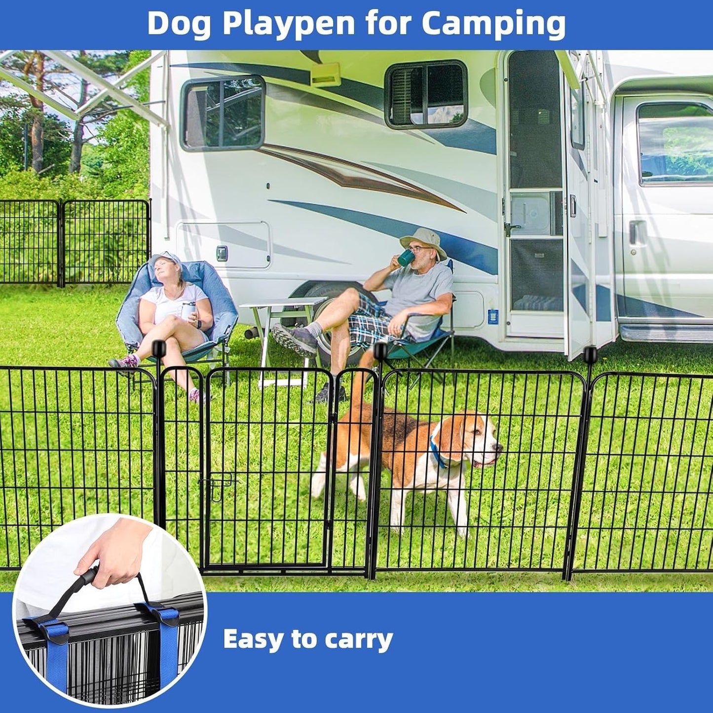 ADAVIN Metal Garden Fence with Gate, 36 in(H) 10 Panels Heavy Duty Iron Animal Barrier Fence, Indoor or Outdoor Dog Playpen, Portable Fencing, No Dig Garden Border Fencing for Yard. Total 22.1 FT(L)