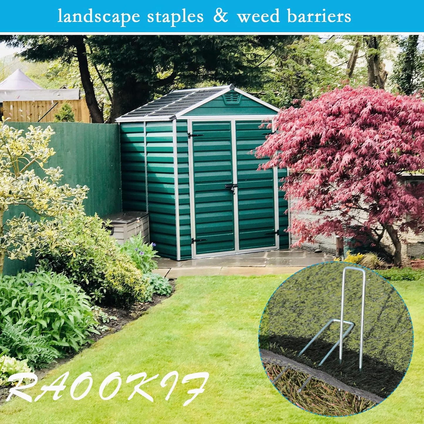 RAOOKIF 8 Inch Galvanized Garden Landscape Staples Stakes, 20/50/100/200Pcs Garden Metal Stakes, 11 Gauge Heavy Duty Ground Stakes for Decoration, Fence Stakes Lawn Stake, Fabric Pins (50, 8 Inch)