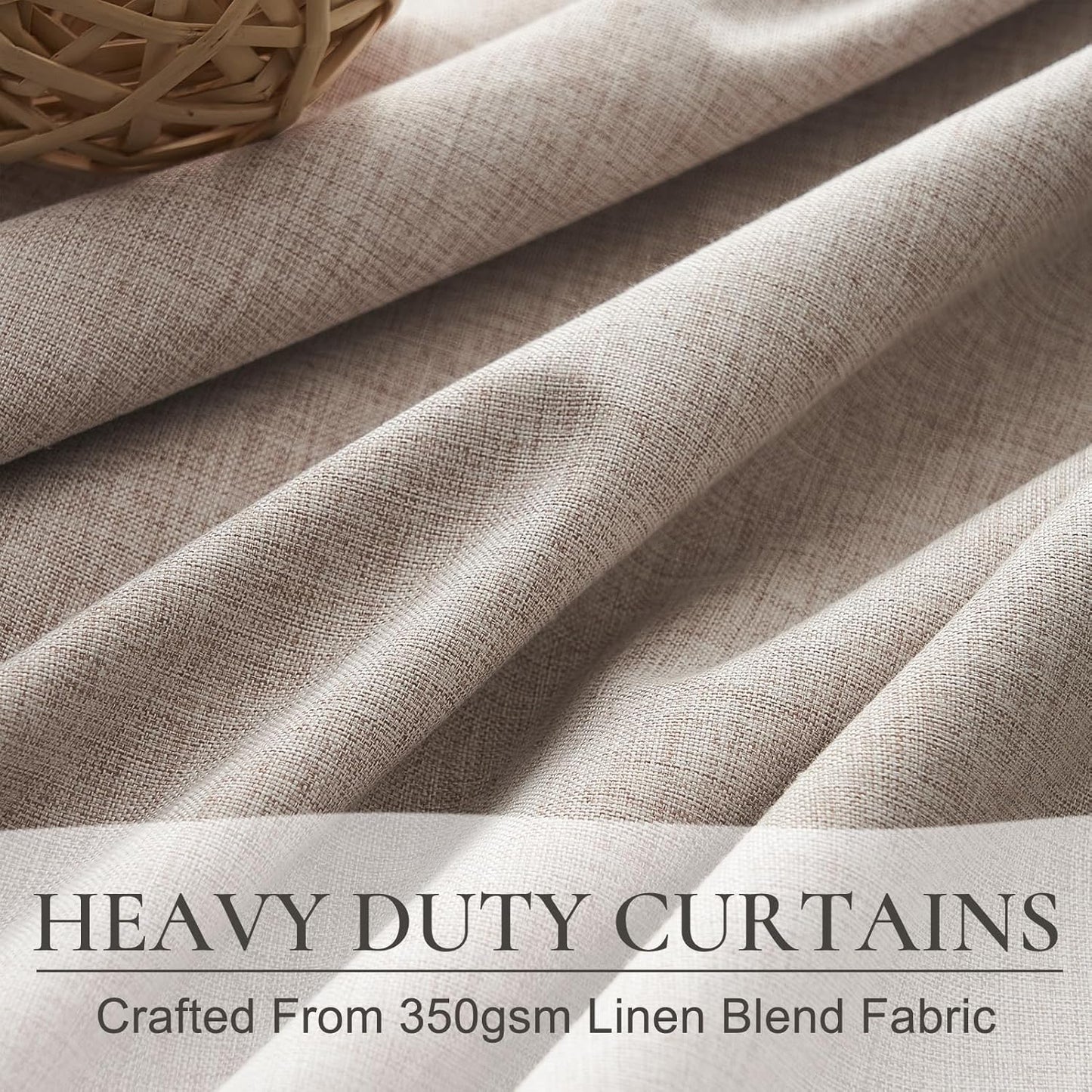 Pinch Pleated Curtains 108 Inches Long Full Blackout Curtains Panel for Bedroom Dining Decor Linen Thermal with Liner 9 Foot/ft for 110 Inch Length Window Drapes(Hook/Rings Included) 2 Panels