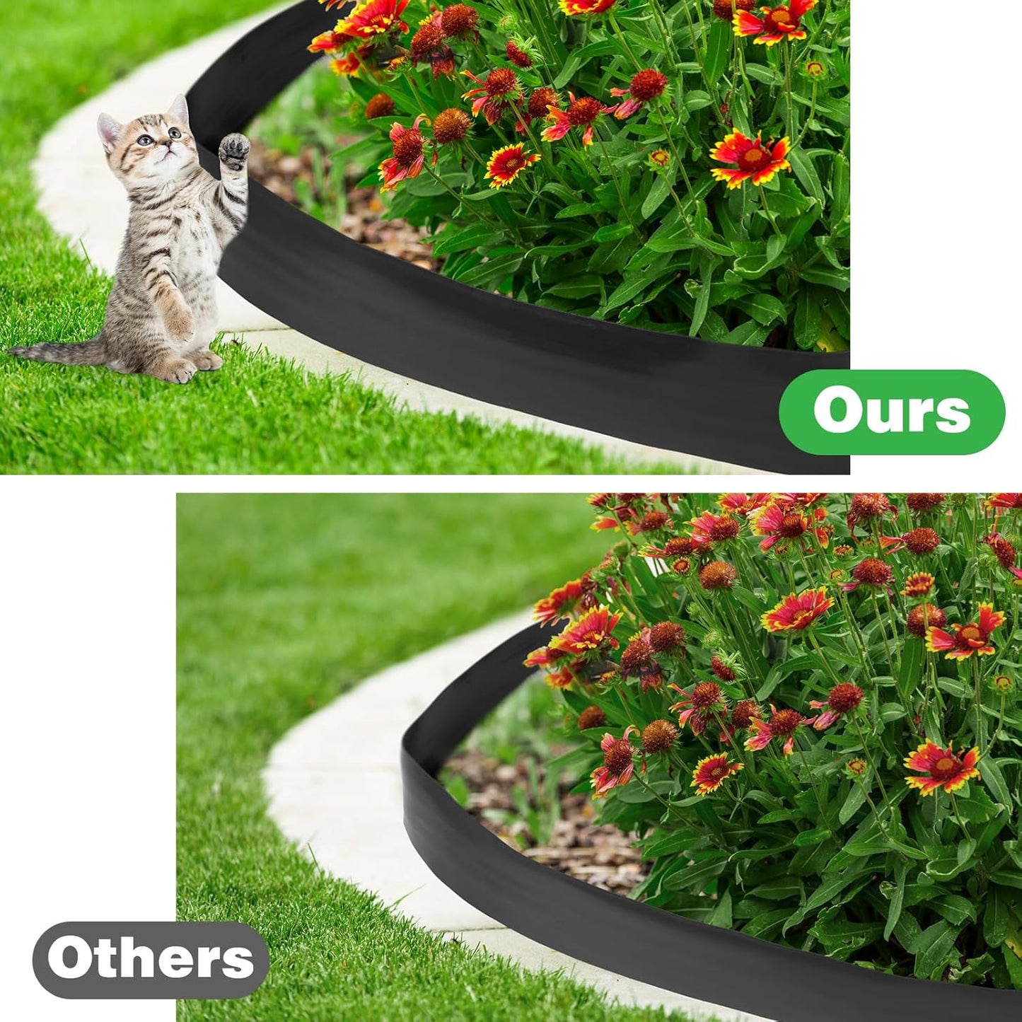 6 Inch Tall 66 ft Length Landscape Plastic Edging Kit with Hammer Spikes Plastic Garden Flower Bed Edging Landscape Border for Gardens Border Grass Yard Lawn (Black)