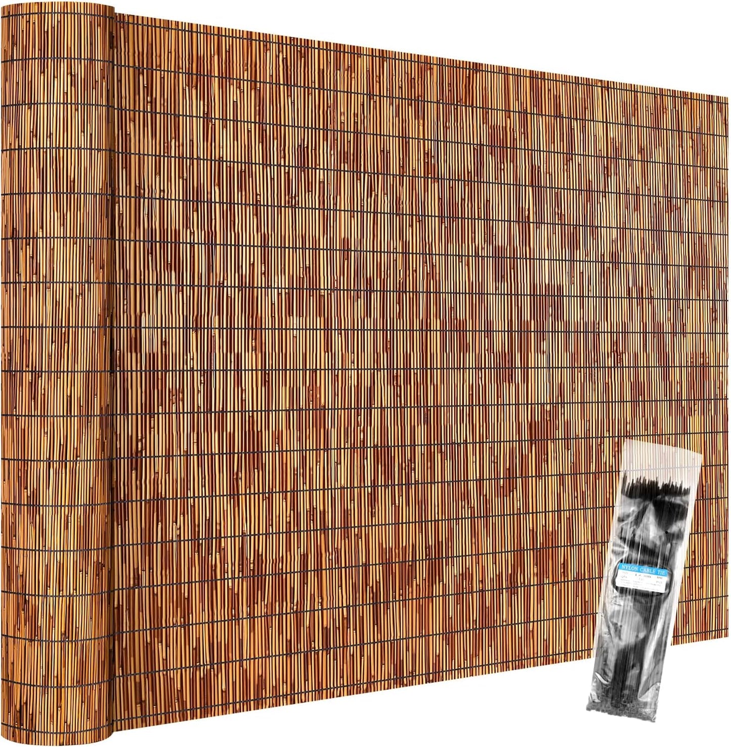 Natural Reed Fencing Rolls,6FT X 16.4FT Reed Screen Curtain Fence Covering Privacy Bamboo for Outdoor Backyard Patio Garden Decorative Fence (Brown)