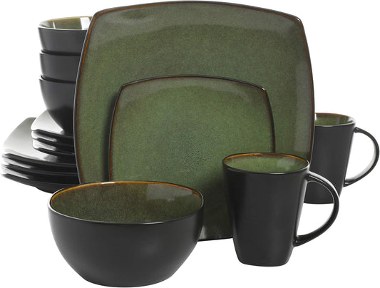 Gibson Elite Soho Lounge 16 Piece Dinnerware Set, Green