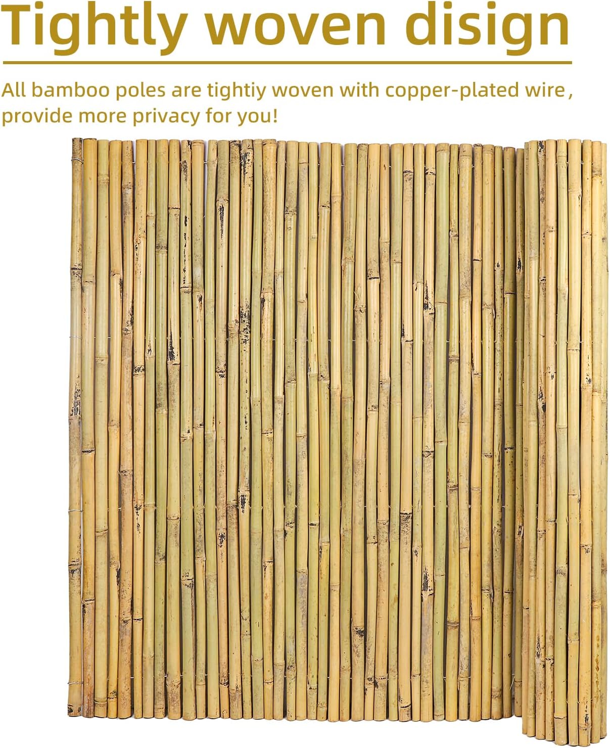 Natural Bamboo Fence, 4 ft x 6 ft Bamboo Fencing Screen for Garden, Rolled Privacy Fence Screen for Indoor or Outdoor (1.2m x 1.8m Approx)