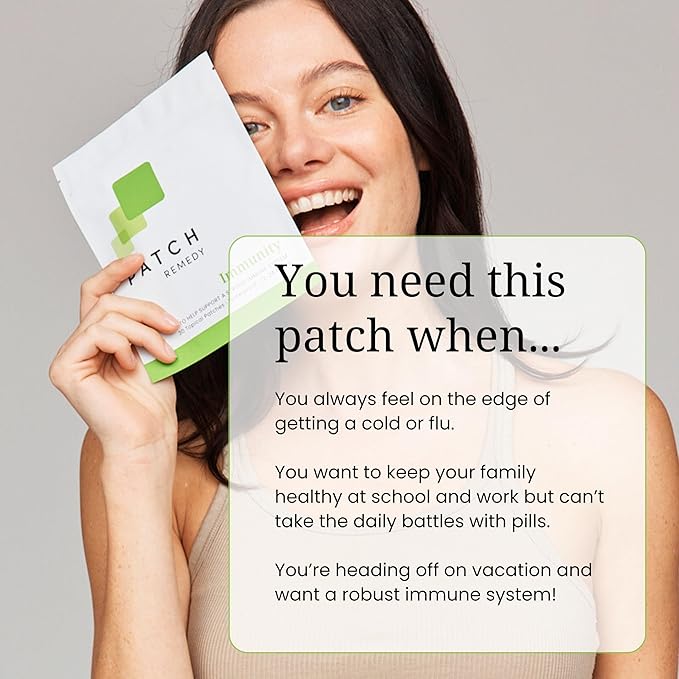 The Patch Remedy Immunity Patches - 30 Topical Immune Patches Containing Vitamin C, Zinc, Echinacea Extract & Ginkgo Biloba, Lasts 24 Hours