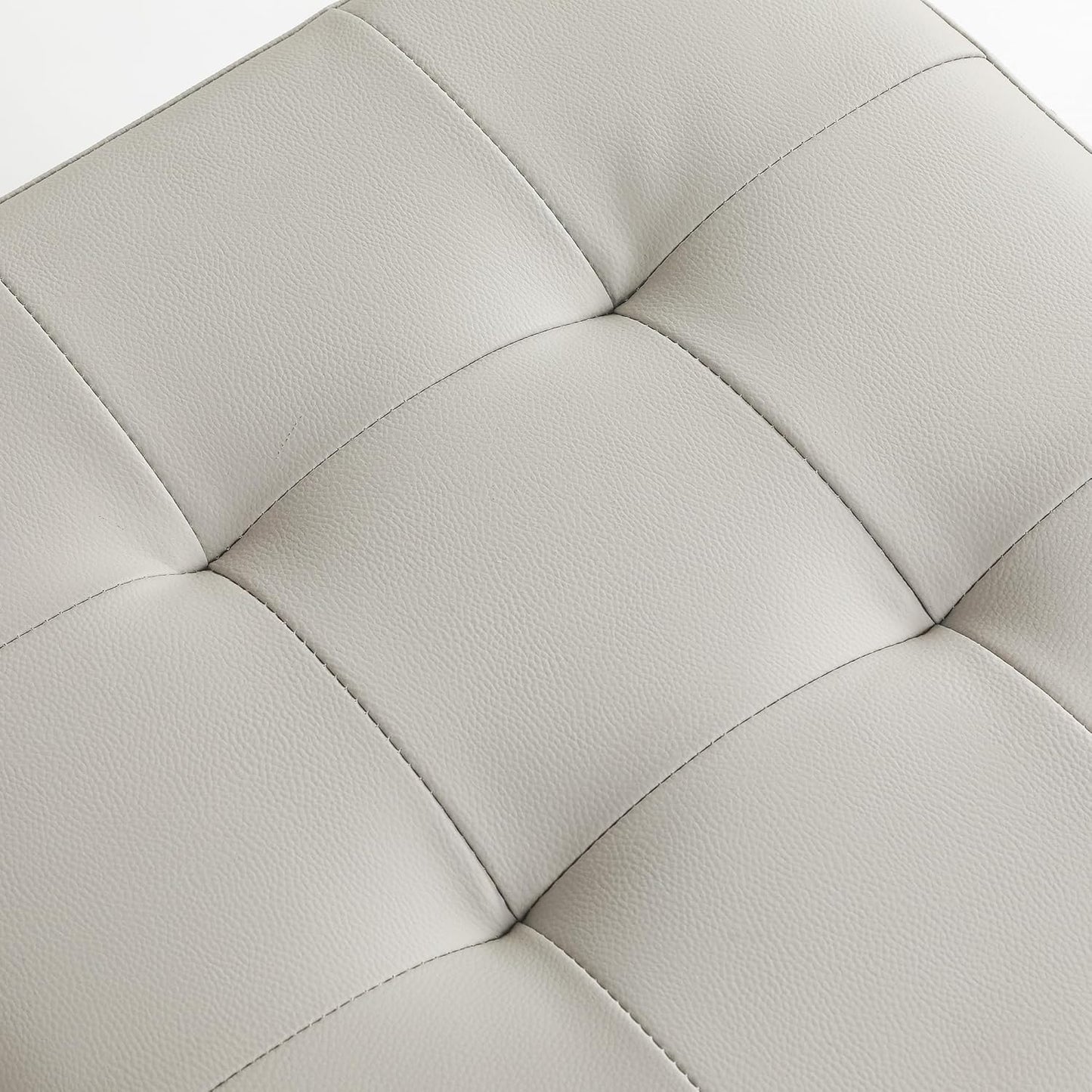 Adeco 18" PU Storage Ottoman, Upholstered Square Faux Leather Foot Rest - Flip Top Footstool with Sturdy Wood Legs, Small Cube Coffee Table Extra Seat for Living Room, Bedroom, Elephant Grey