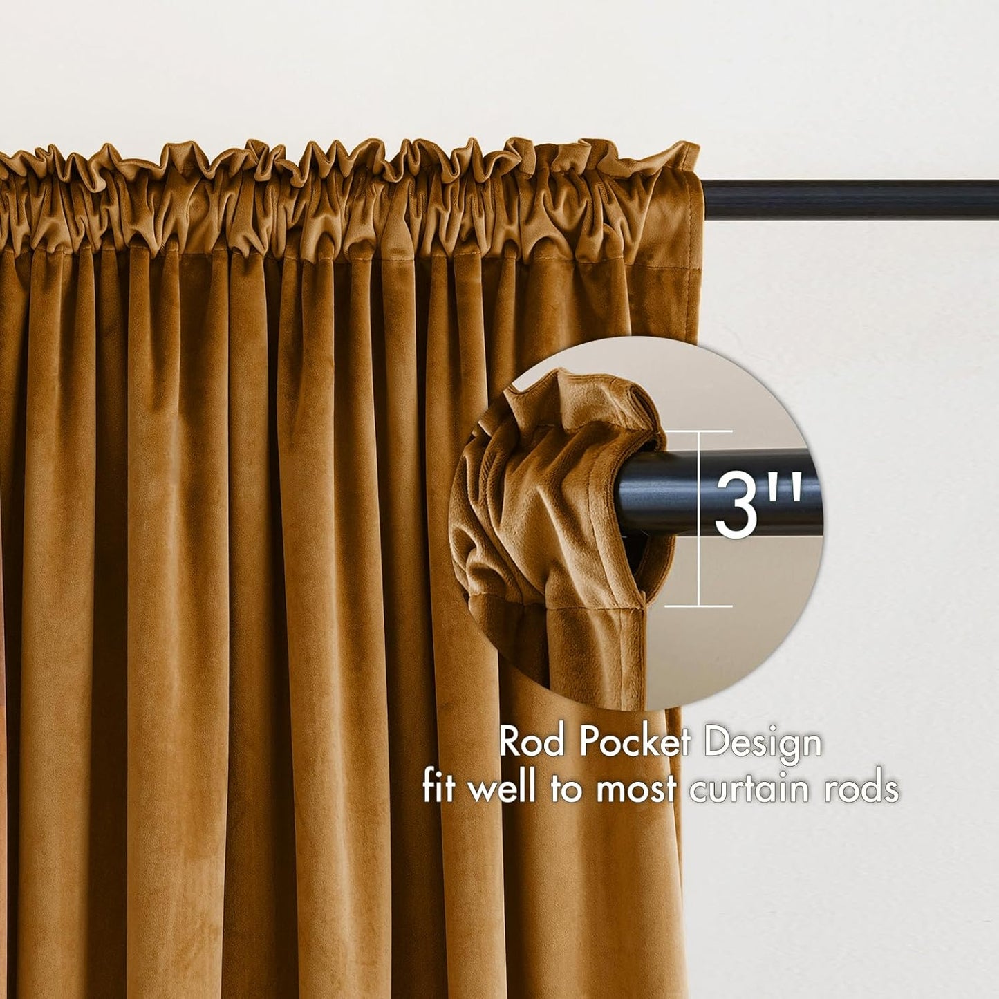 MIULEE Golden Brown Velvet Curtains Thermal Insulated Blackout Curtain Drapes for Bedroom Living Room Darkening 84 Inches Long Curtains Panels Rod Pocket Set of 2