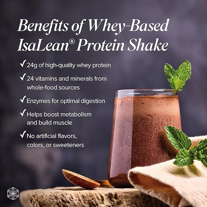 Isagenix IsaLean Shake - Complete Superfood Meal Replacement Drink Mix for Maintaining Healthy Weight and Lean Muscle Growth – Chocolate Mint - 14 Servings