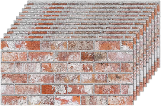 IZODEKOR 3D Wall Panels Brick Effect - Cladding, Stone Look, Styrofoam Facing for Living Room, Kitchen, Bathroom, Balcony, Bedroom, Back of Counter | Stone House (10 x Panels) - Covers 53 sq ft