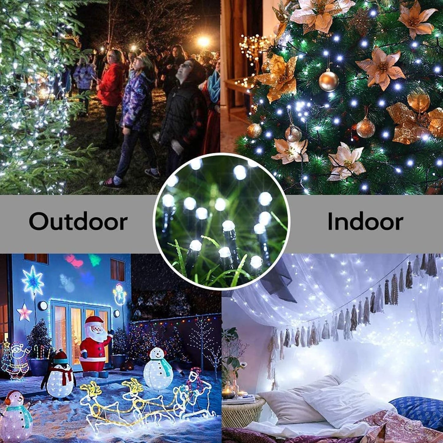 Joomer Solar Christmas Lights Outdoor, 2 Pack Total 144FT 400 LED 8 Modes Waterproof Solar Christmas Lights for Christmas Decoration (White)