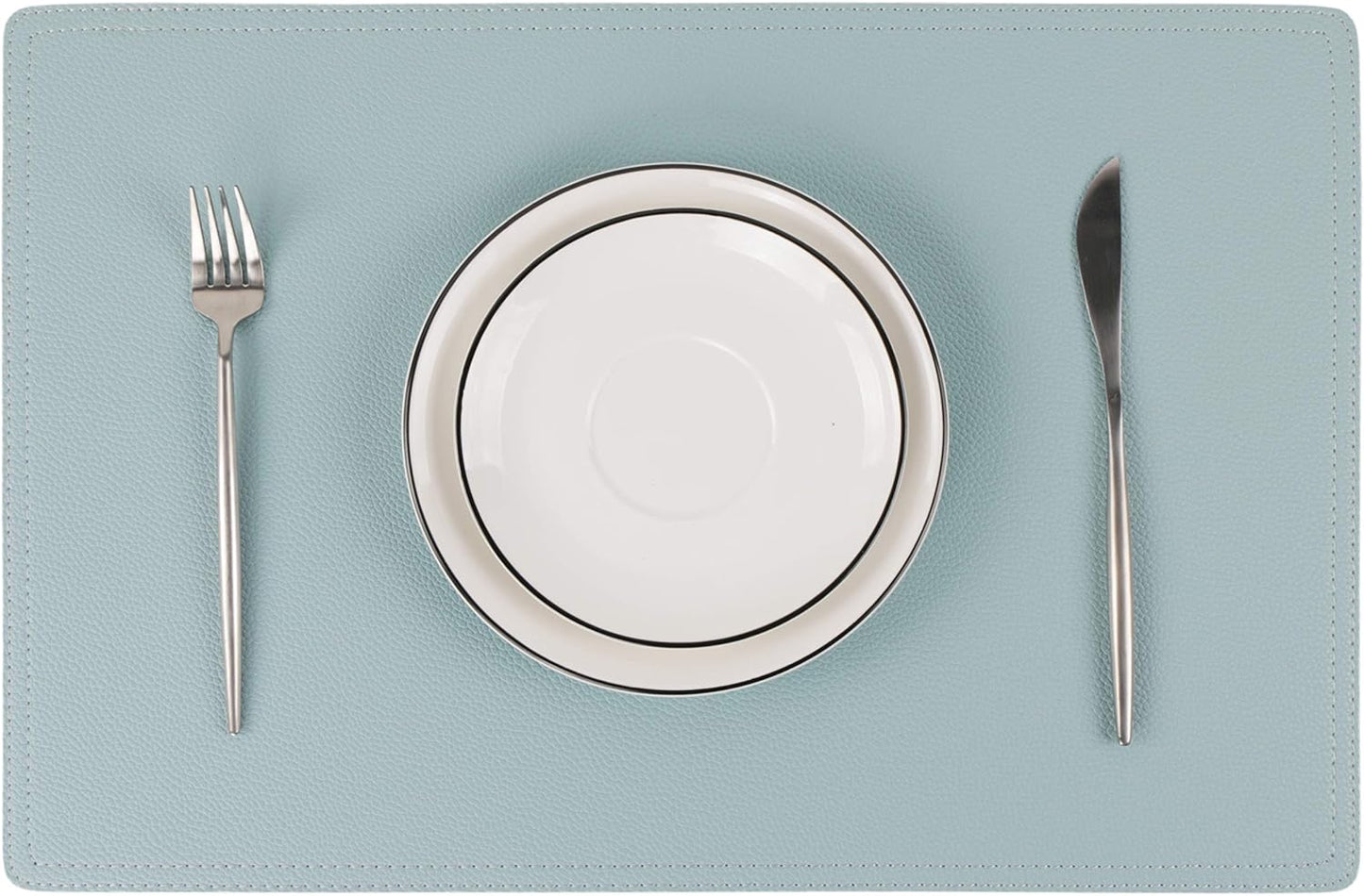 Faux Leather Placemats, PU Table Mats, Set of 4, Waterproof, Stain Resistant, Heat Resistant, Non-Slip Easy to Clean for Kitchen Dining Table,Conference Table C Teal Blue