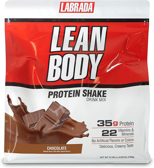 Lean Body All-in-One Chocolate Protein Shake. 35g Protein, 7g Healthy 22 Vitamins (4.6lb) Packaging