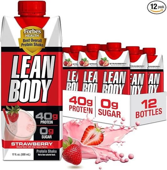 Labrada Lean Body Ready-to-Drink Strawberry Protein 40g Protein, 0 Sugar, 22 Vitamins 17 Ounce 12) LABRADA