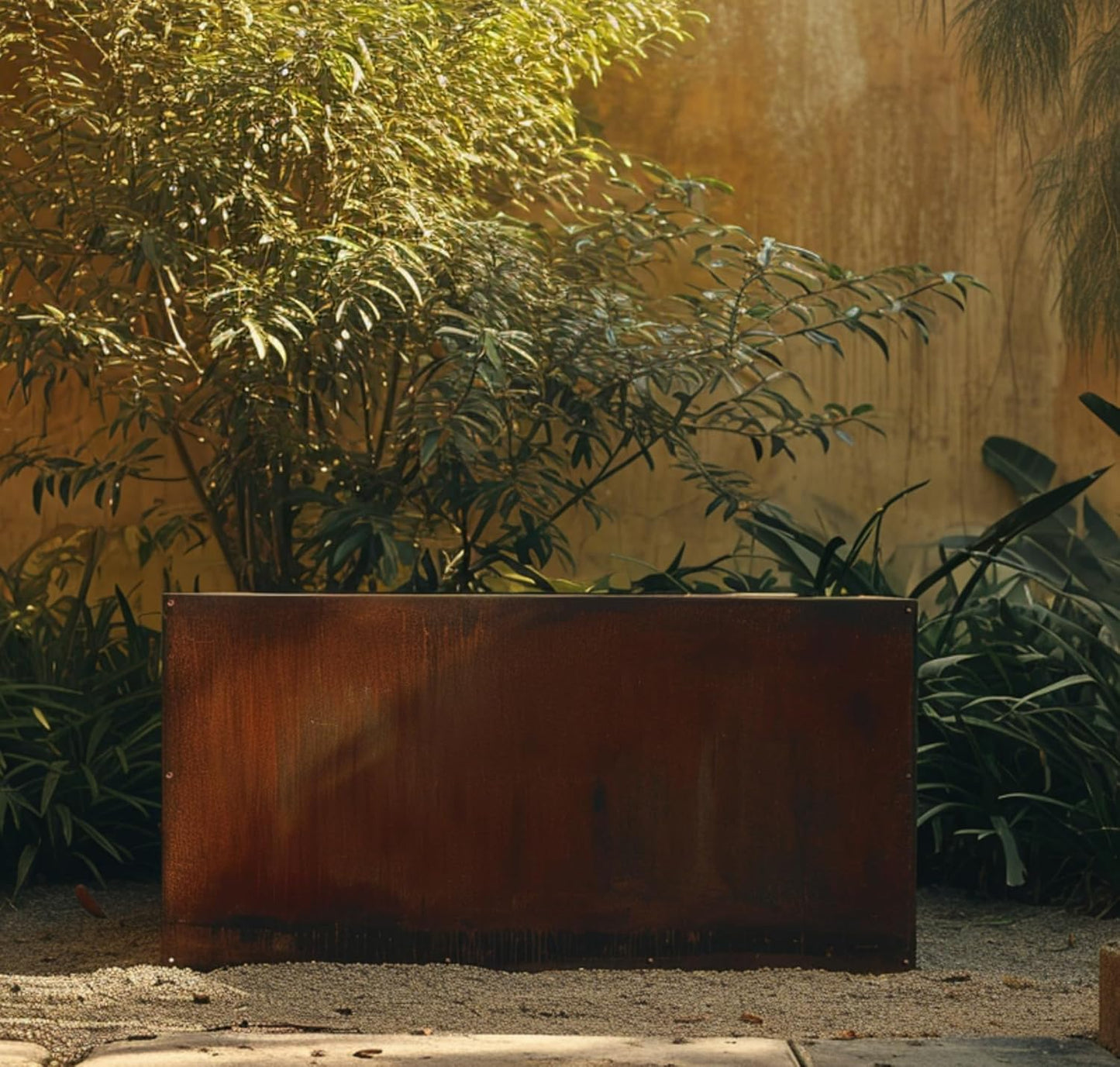 DIY CARTEL Corten Steel Rectangular Outdoor Planter Box, Rustic & Modern Farmhouse Design, Large Raised Metal Garden Bed for Commercial & Residential Use (36in x 12in x 16in)